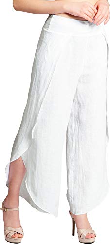 Caspar KHS053 leichte Elegante Damen Leinen Sommerhose, Farbe:Weiss, Größe:38 von Caspar