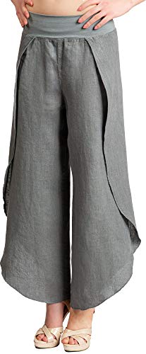 Caspar KHS053 leichte Elegante Damen Leinen Sommerhose, Farbe:grau, Größe:40 von Caspar