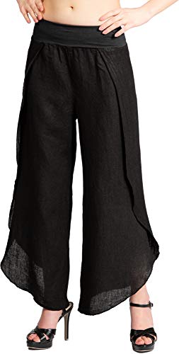 Caspar KHS053 leichte Elegante Damen Leinen Sommerhose, Farbe:schwarz, Größe:38 von Caspar