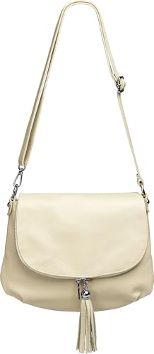Caspar Klassisch Elegante Damen Umhängetasche aus Leder Messenger Bag - CLASSIC LINE - Modell No.810 - Made in Italy, Farbe:beige, Größe:One Size Caspar Klassisch Elegante Damen Umhängetasche aus Leder Messenger Bag - CLASSIC LINE - Modell No.810 - Made in Italy, Farbe:beige, Größe:One Size von Caspar