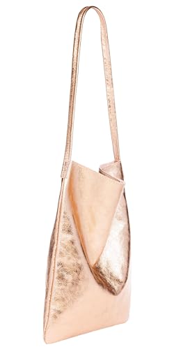 Caspar Klassisch Elegante Schultertasche aus Leder Mittelgroße Damen Shopper Handtasche - CLASSIC LINE - Modell No.822 - Made in Italy, Farbe:roségold metallic von Caspar
