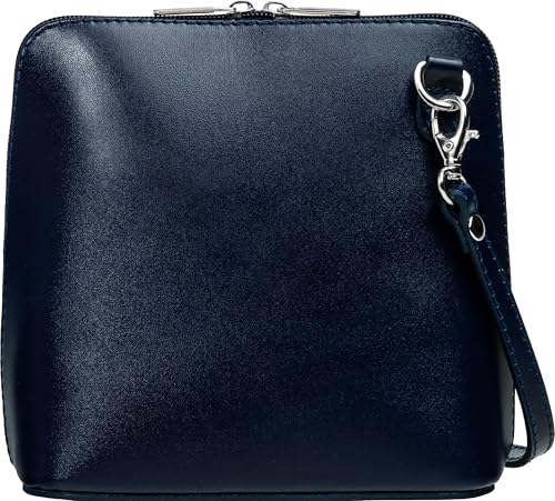 Caspar Kleine Elegante Leder Clutch Damen Umhängetasche - CLASSIC LINE - Modell No.804, Farbe:dunkelblau, Größe:One Size von Caspar