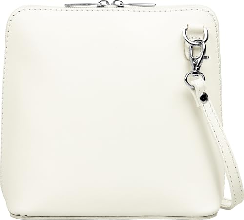 Caspar Kleine Elegante Leder Clutch Damen Umhängetasche - CLASSIC LINE - Modell No.804, Farbe:weiß, Größe:One Size von Caspar