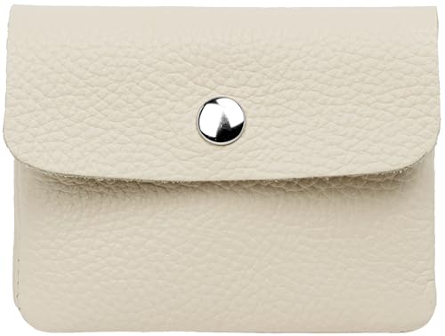 Caspar Kleiner Echt Leder Geldbeutel Damen Portemonnaie Geldbörse mit Reißverschluss & Druckknopf - GB416 - Made in Italy, Farbe:hell beige, Größe:Klein (11cm x 8cm) von Caspar