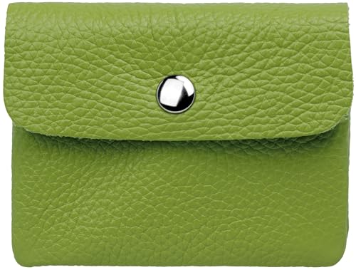 Caspar Kleiner Echt Leder Geldbeutel Damen Portemonnaie Geldbörse mit Reißverschluss & Druckknopf - GB416 - Made in Italy, Farbe:hell grün, Größe:Klein (11cm x 8cm) von Caspar