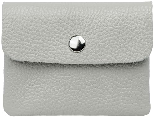 Caspar Kleiner Echt Leder Geldbeutel Damen Portemonnaie Geldbörse mit Reißverschluss & Druckknopf - GB416 - Made in Italy, Farbe:hellgrau, Größe:Klein (11cm x 8cm) von Caspar