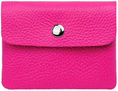 Caspar Kleiner Echt Leder Geldbeutel Damen Portemonnaie Geldbörse mit Reißverschluss & Druckknopf - GB416 - Made in Italy, Farbe:pink, Größe:Klein (11cm x 8cm) von Caspar