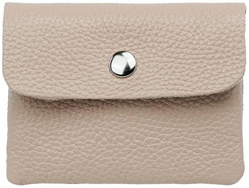 Caspar Kleiner Echt Leder Geldbeutel Damen Portemonnaie Geldbörse mit Reißverschluss & Druckknopf - GB416 - Made in Italy, Farbe:rosa beige, Größe:Klein (11cm x 8cm) von Caspar