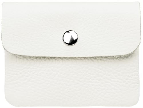 Caspar Kleiner Echt Leder Geldbeutel Damen Portemonnaie Geldbörse mit Reißverschluss & Druckknopf - GB416 - Made in Italy, Farbe:weiß, Größe:Klein (11cm x 8cm) von Caspar