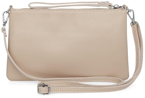 Caspar Kompakte Leder Clutch Damen Umhängetasche Abendtasche mit verstellbarem Schultergurt - CLASSIC LINE - Modell No.834 - Made in Italy, Farbe:rosa beige Caspar Kompakte Leder Clutch Damen Umhängetasche Abendtasche mit verstellbarem Schultergurt - CLASSIC LINE - Modell No.834 - Made in Italy, Farbe:rosa beige von Caspar