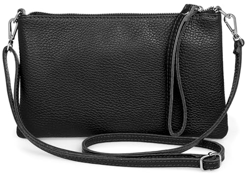 Caspar Kompakte Leder Clutch Damen Umhängetasche Abendtasche mit verstellbarem Schultergurt - CLASSIC LINE - Modell No.834 - Made in Italy, Farbe:schwarz Caspar Kompakte Leder Clutch Damen Umhängetasche Abendtasche mit verstellbarem Schultergurt - CLASSIC LINE - Modell No.834 - Made in Italy, Farbe:schwarz von Caspar