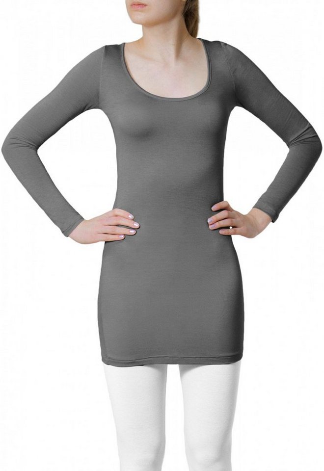 Caspar Langarmshirt MUSE SRT012 langes Damen Basic Shirt von Caspar