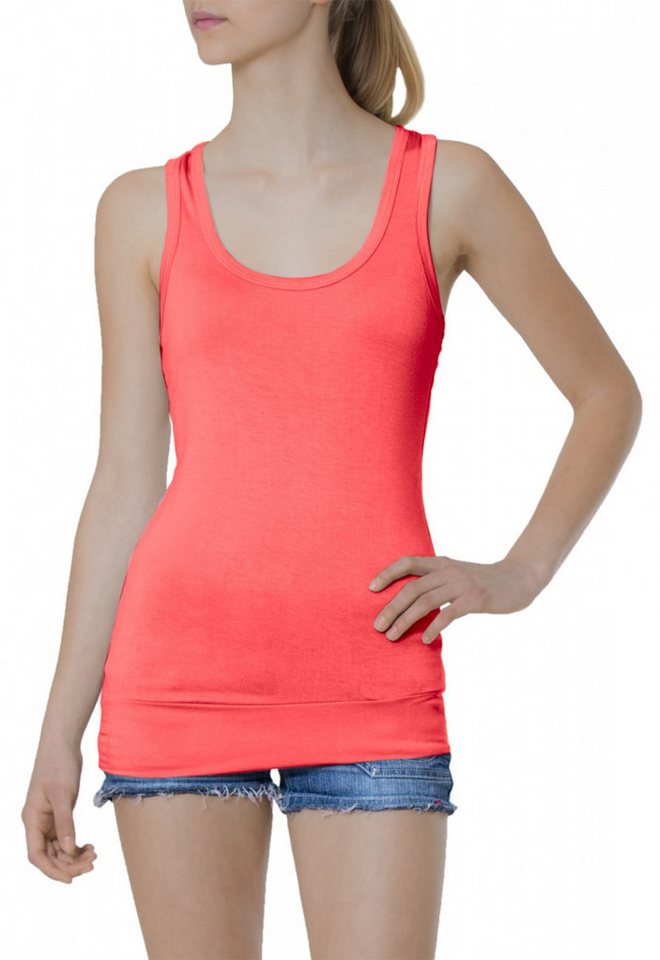 Caspar Longshirt SRT006 Damen klassisch elegantes Basic Top LongTop TankTop von Caspar