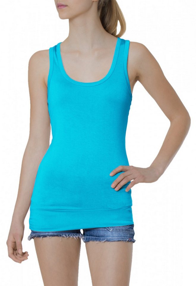 Caspar Longshirt SRT006 Damen klassisch elegantes Basic Top LongTop TankTop von Caspar