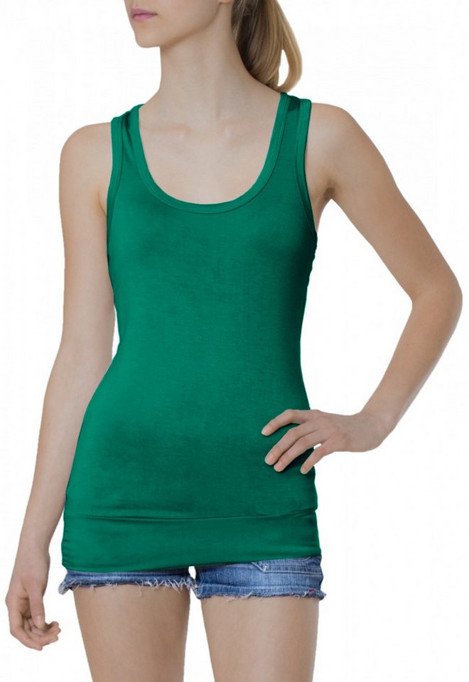 Caspar Longshirt SRT006 Damen klassisch elegantes Basic Top LongTop TankTop von Caspar