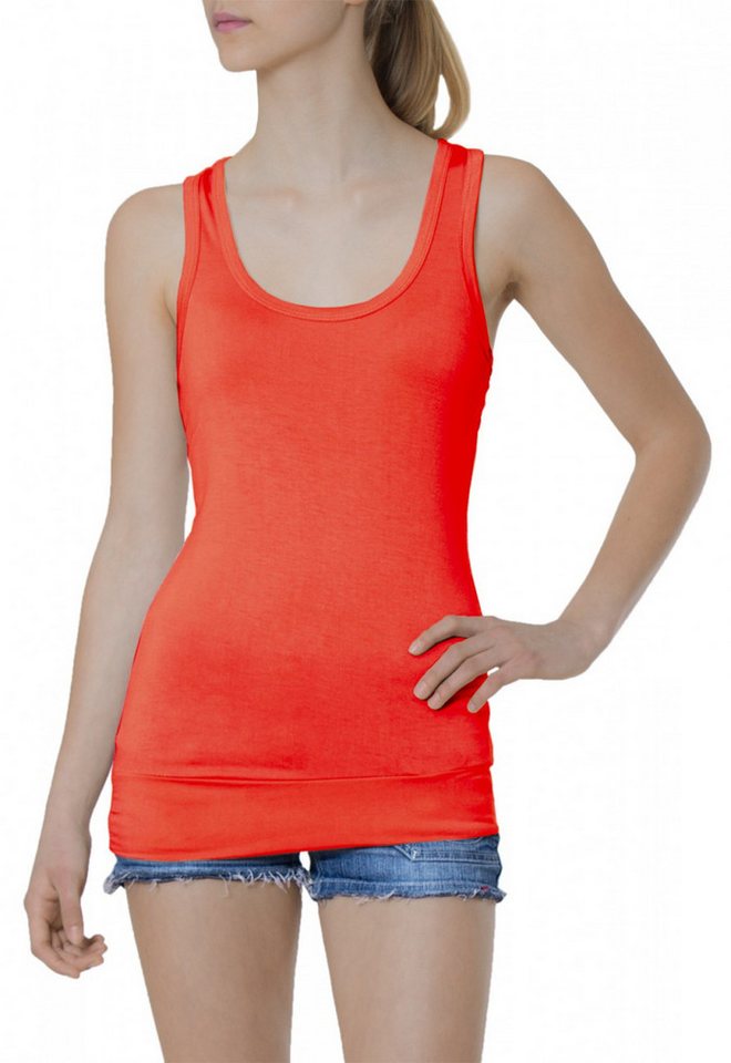 Caspar Longshirt SRT006 Damen klassisch elegantes Basic Top LongTop TankTop von Caspar