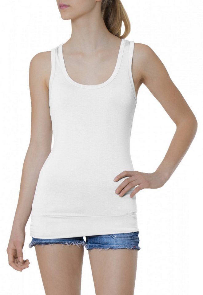 Caspar Longshirt SRT006 Damen klassisch elegantes Basic Top LongTop TankTop von Caspar