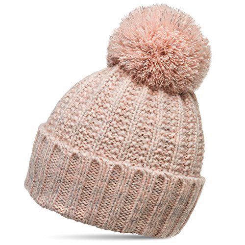 Caspar MU087 Klassische Damen Winter Bommelmütze, Größe:One Size, Farbe:rosa von Caspar