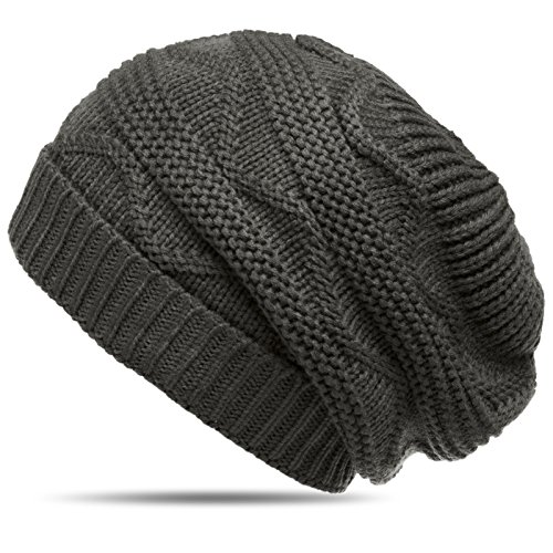 Caspar MU115 Damen grob gestrickte Winter Mütze Strick Beanie, Farbe:dunkelgrau, Größe:One Size von Caspar