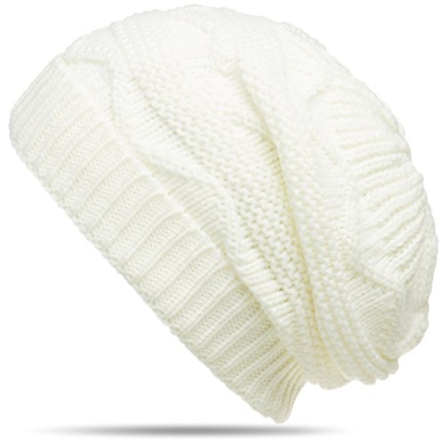 Caspar MU115 Damen grob gestrickte Winter Mütze Strick Beanie, Größe:One Size, Farbe:Creme Weiss von Caspar