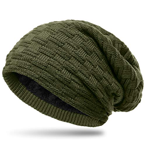 Caspar MU133 warme Feinstrick Beanie mit weichem Fleece Gefüttert, Farbe:oliv grün, Größe:One Size von Caspar