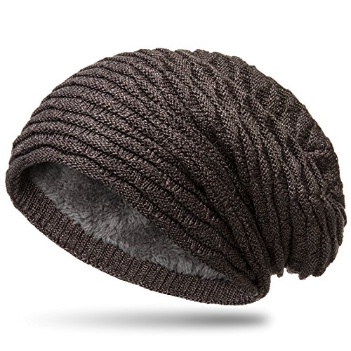 Caspar MU172 gefütterte Feinstrick Winter Beanie Mütze mit stylischem Wellenmuster, Farbe:Taupe, Größe:One Size von Caspar