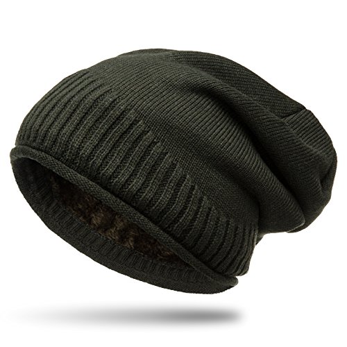 Caspar MU180 Dicke warme Feinstrick Beanie Mütze Uni Gefüttert, Farbe:Oliv grün, Größe:One Size von Caspar