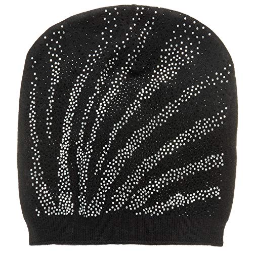 Caspar MU183 Damen Beanie Mütze mit Strass, Farbe:schwarz, Größe:One Size von Caspar