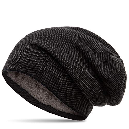 Caspar MU201 warme Feinstrick Beanie Mütze mit Fleece gefüttert, Farbe:dunkelgrau, Größe:One Size von Caspar