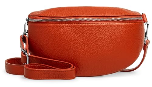 Caspar Mittelgroße Leder Bauchtasche Cross Body Damen Gürteltasche mit verstellbarem Gurt - Classic LINE - Modell No.799 - Made in Italy, Farbe:rost (orange), Größe:One Size von Caspar