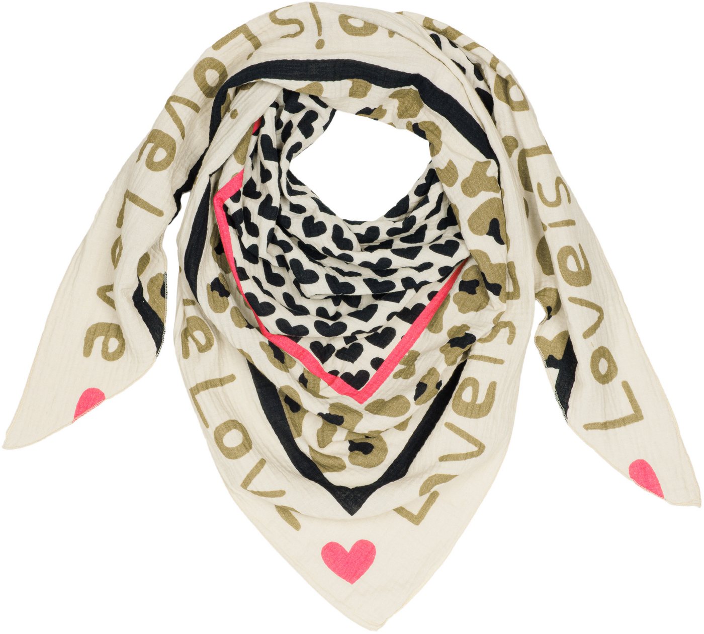 Caspar Modeschal Damen Dreieckstuch Musselin Schal XXL aus Baumwolle Leo Print - SC544, Ideal für die Übergangszeit - Premium Qualität - Made in Italy von Caspar