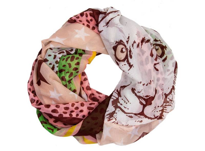 Caspar Loop SC322 Damen Loop mit Sternen und Löwen Print von Caspar