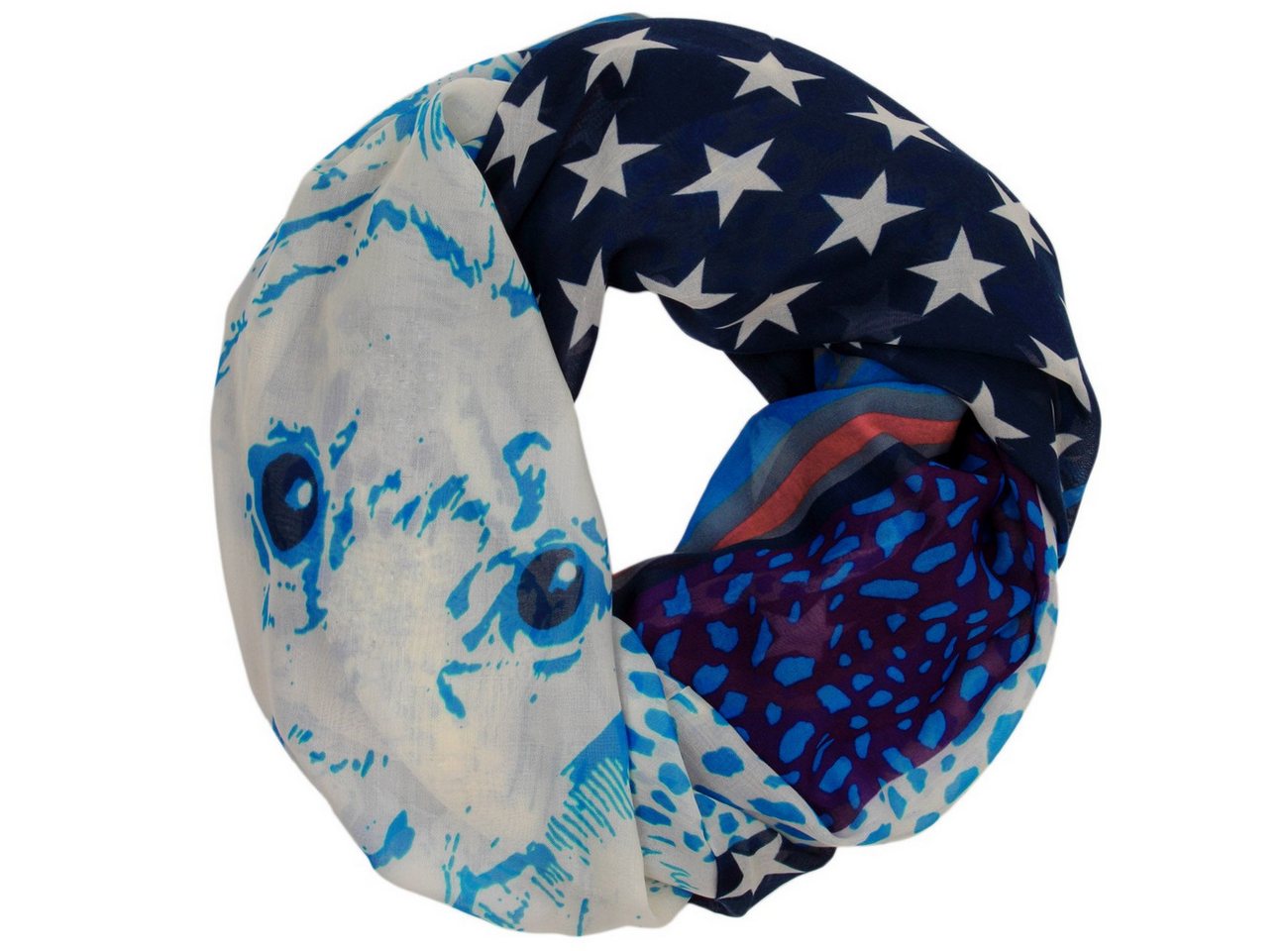 Caspar Loop SC322 Damen Loop mit Sternen und Löwen Print von Caspar