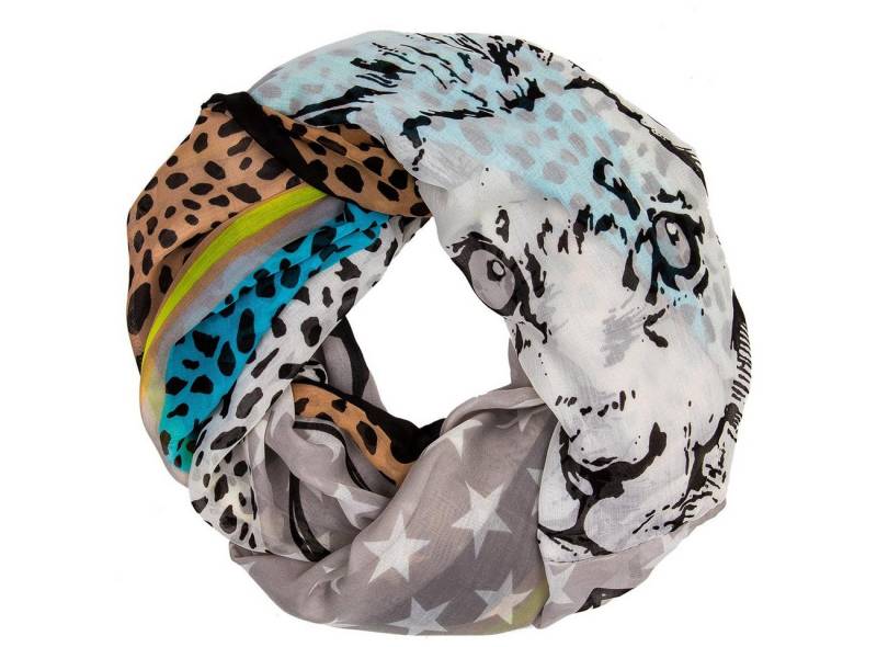 Caspar Loop SC322 Damen Loop mit Sternen und Löwen Print von Caspar