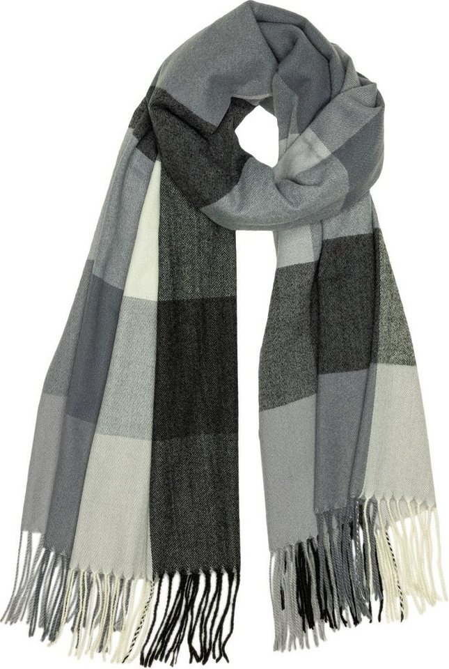 Caspar Modeschal SC510 Damen großer XL Fransen Karo Muster Winter Schal von Caspar