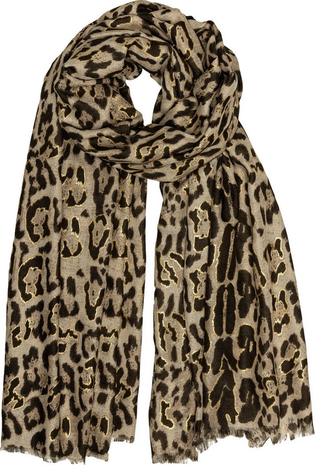 Caspar Modeschal SC511 Damen Schal mit stylischem Leo Print und goldenen Akzenten von Caspar
