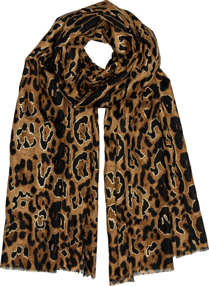 Caspar Modeschal SC511 Damen Schal mit stylischem Leo Print und goldenen Akzenten von Caspar