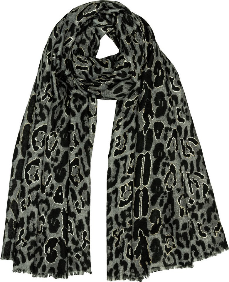 Caspar Modeschal SC511 Damen Schal mit stylischem Leo Print und goldenen Akzenten von Caspar