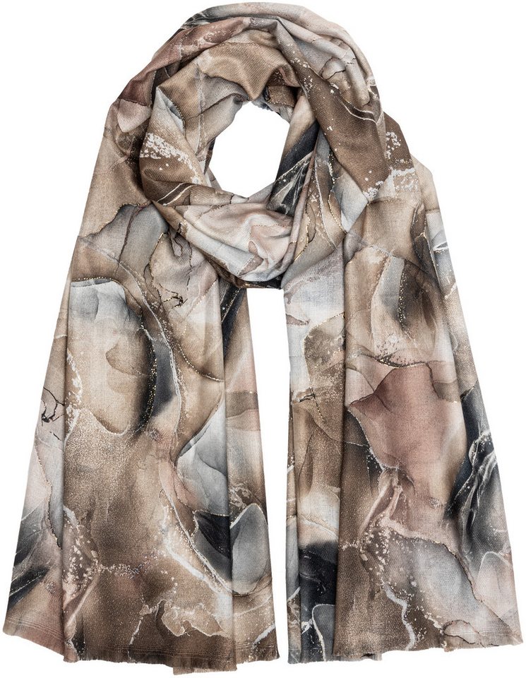 Caspar Modeschal SC515 Damen XL Übergang Schal mit Aquarell Print & goldenen Akzenten von Caspar