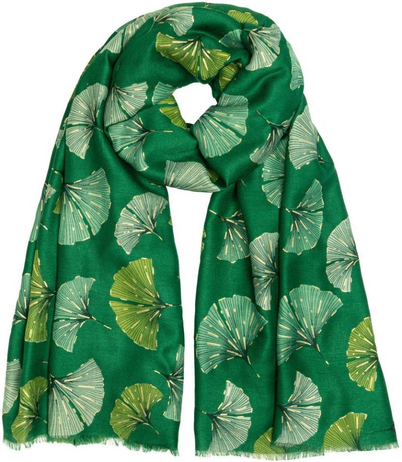 Caspar Modeschal SC516 Damen Schal mit Ginko Blatt Print und goldenen Akzenten von Caspar