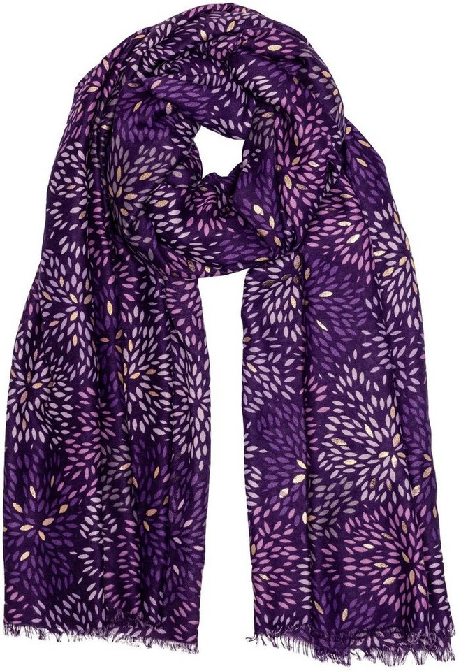 Caspar Modeschal SC517 Damen Schal mit stylish floralem Print und goldenen Akzenten von Caspar