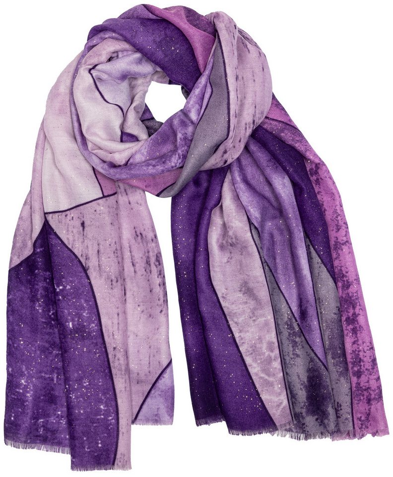 Caspar Modeschal SC518 Damen Schal mit Aquarell Print und goldenen Akzentpunkten von Caspar