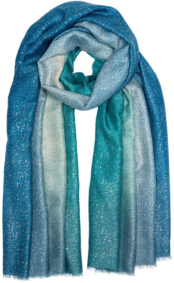 Caspar Modeschal SC519 Damen Schal mit Farbverlauf Print und goldenen Akzentpunkten von Caspar