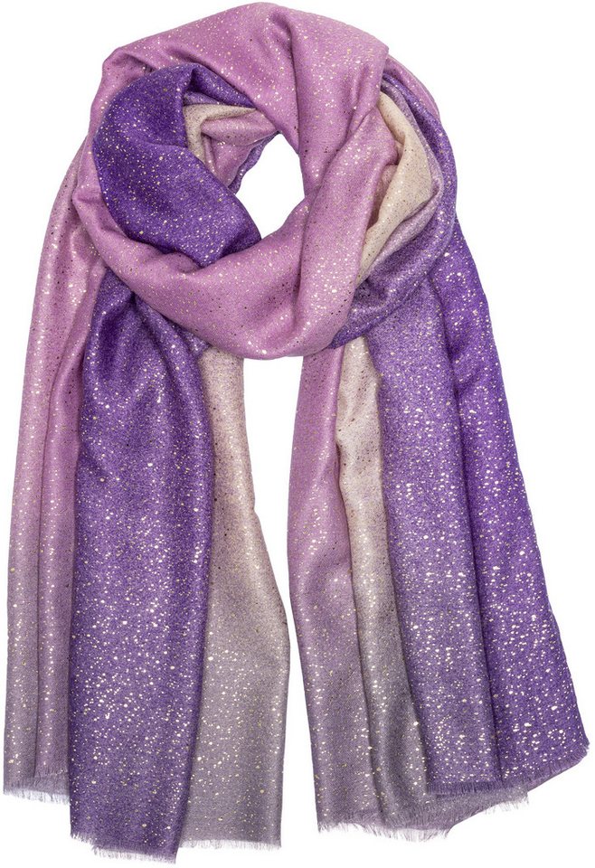 Caspar Modeschal SC519 Damen Schal mit Farbverlauf Print und goldenen Akzentpunkten von Caspar
