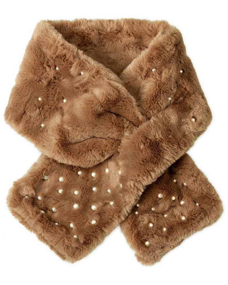 Caspar Modeschal SC482 eleganter Damen Fell Schal mit Perlen von Caspar