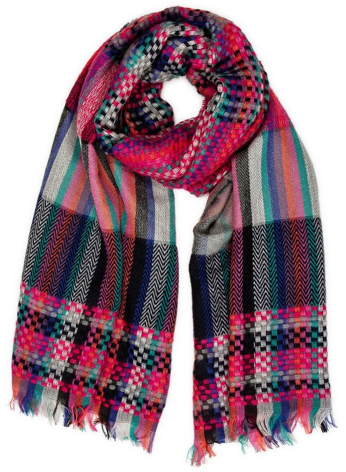 Caspar Modeschal SC489 bunter Damen XXL Karo Streifen Schal von Caspar