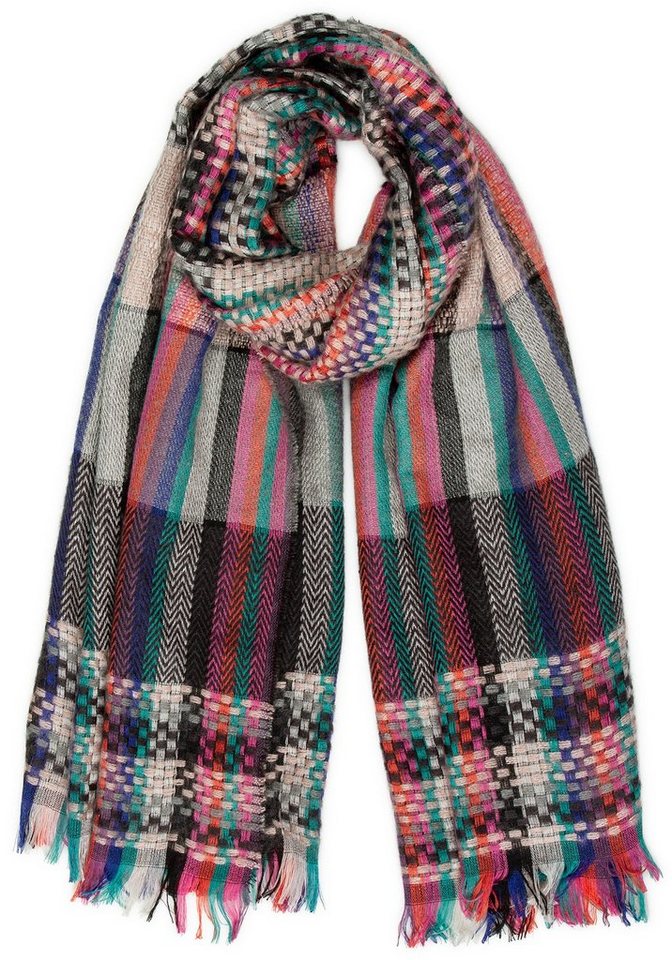 Caspar Modeschal SC489 bunter Damen XXL Karo Streifen Schal von Caspar