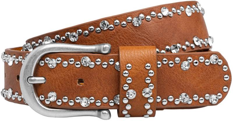 Caspar Nietengürtel GU292 Damen Gürtel mit dezentem Strass und Nieten Dekor von Caspar