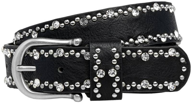 Caspar Nietengürtel GU292 Damen Gürtel mit dezentem Strass und Nieten Dekor Caspar Nietengürtel GU292 Damen Gürtel mit dezentem Strass und Nieten Dekor von Caspar