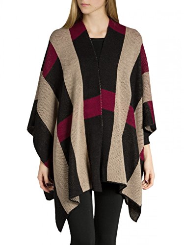 Caspar PON027 Damen Poncho, Größe:One Size, Farbe:beige-rot-schwarz von Caspar